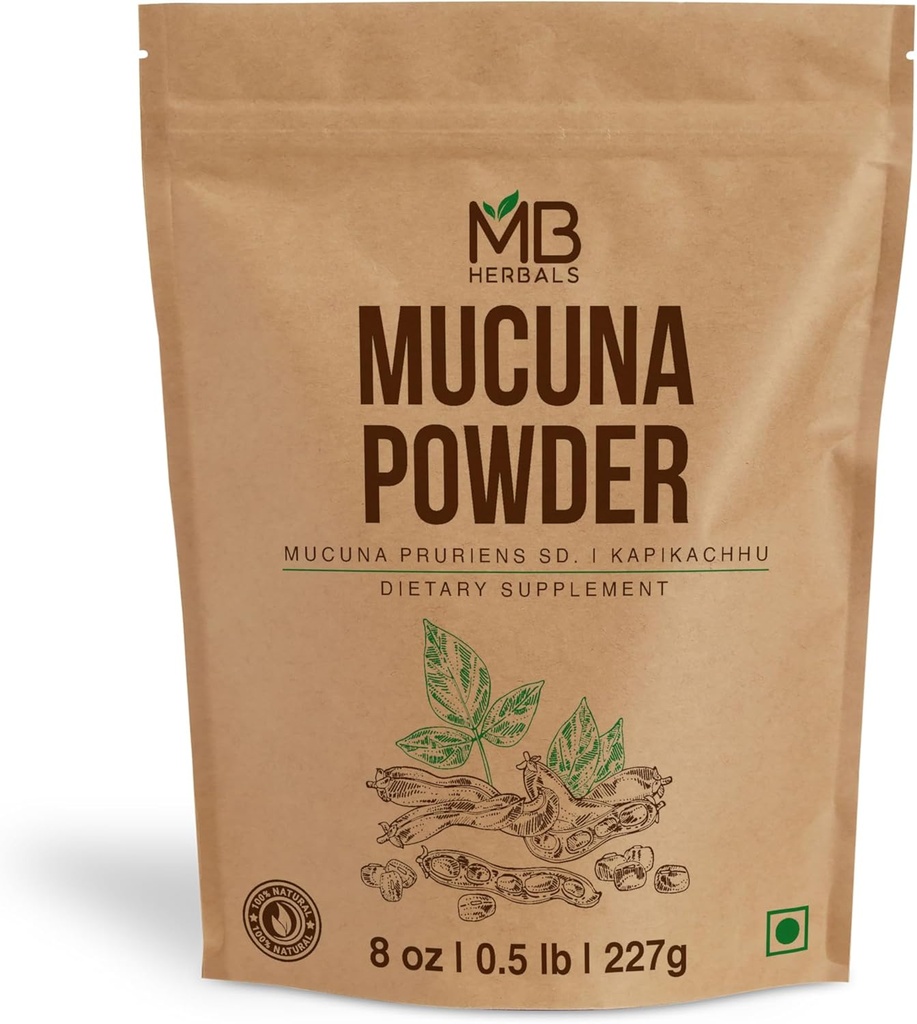 MBの草のMucunaのPruriensの粉  8のoz (0.5のlb)   白いMucunaの種の粉  100%の純粋で及び自然な、非GMOのビーガン草の補足