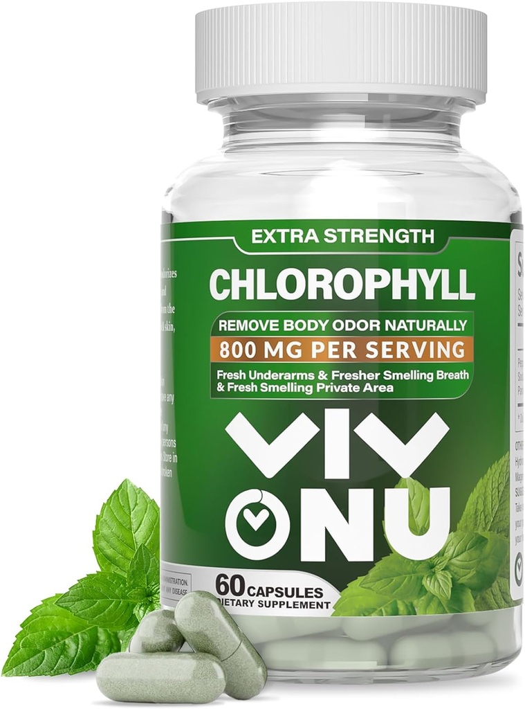 Chlorophyllのカプセル800のmg -女性及び人のための自然なChlorophyllのカプセル-エネルギー、免除、皮サポート+内部消臭剤のための安全で、質のChlorophyllの補足(60のカプセル/1のびん)