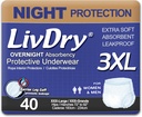 LivDryの大人のIncontinenceの下着、一晩の慰めの吸収性、漏出保護(XXX-Large (40の計算))))