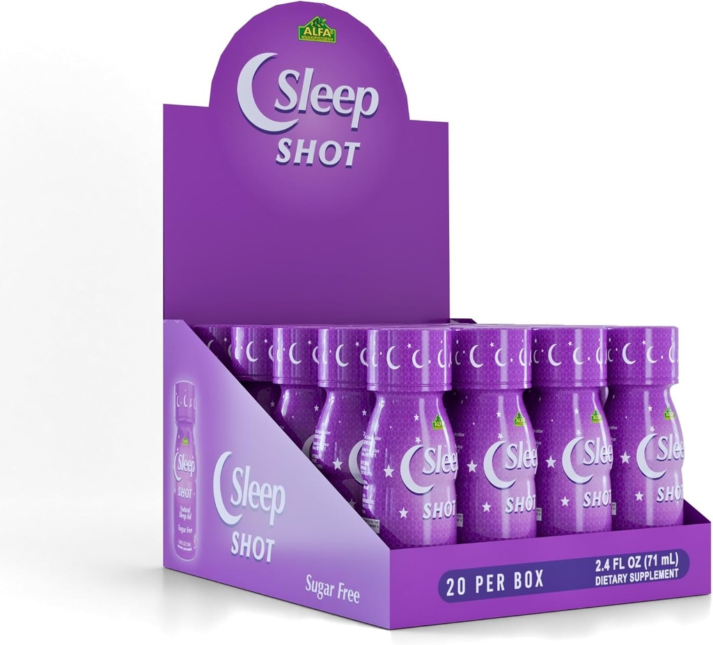 アルファビタミンによる眠りショット - メラトニン、ビタミンB6、ヘルシーな睡眠&夜時間のL-テアニンの10 MGが含まれています - 2.5ozショットボトル - 20パック