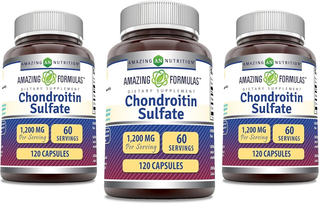 アメイジングフォーミュラコンドロイチン硫酸 1200 mg サービングサプリメント | カプセル | ノンGMO | グルテンフリー | アメリカ製 (120 カウント、3 パック)