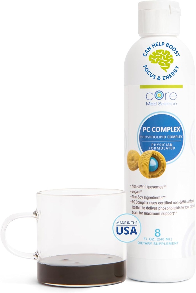 コアメドサイエンスのPhosphatidylcholineの補足、Liposomal PCのコンプレックス(8 Fl Oz) - 肝および腸の健康を支えるLecithinのPhospholipidの補足 - 認知サポートのためのPhosphatidylコリン液体