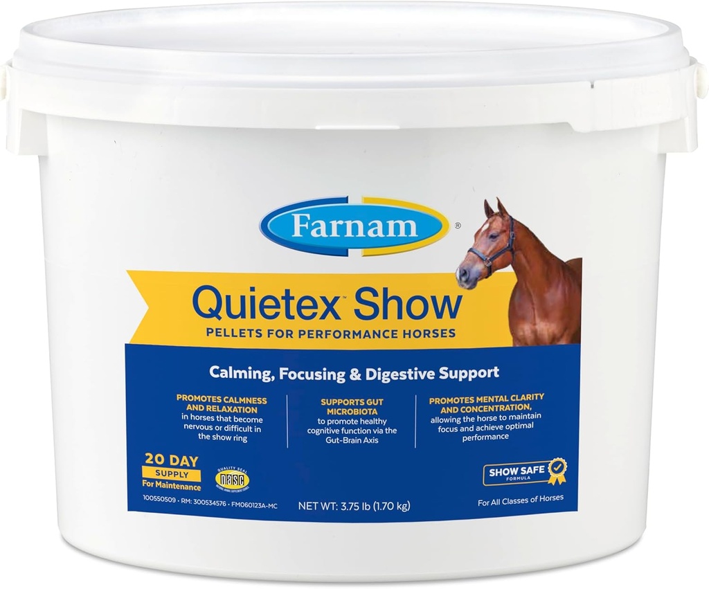 Farnam Quietex Show Pellets, Helps Keep Horses Calm & Relaxed That Are Nervous で ザ· Show Ring 3.75 lbs.