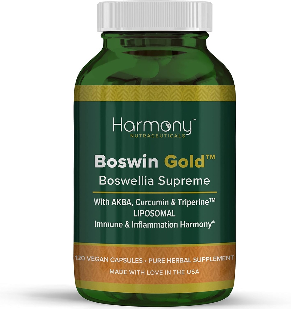 Harmony Nutraceuticals Boswin Gold Liposomal - Highest Potency Maximum Bioactivity Dr. Gumman's Clinical Grade Synergized with Turmeric & Triperine