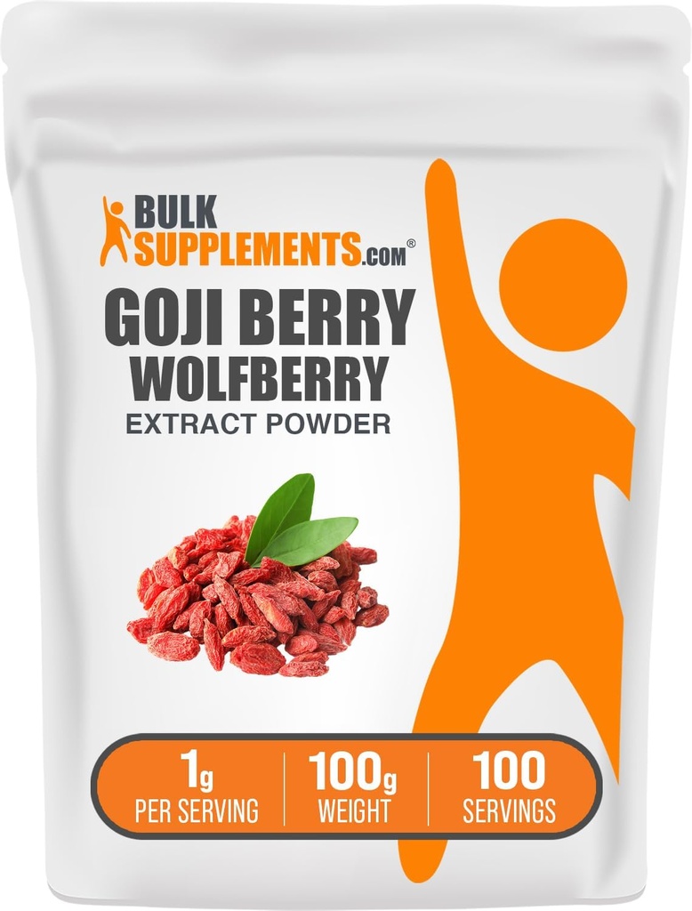 BulkSupplements.com Wolfberry Extract Powder -Goji Berries Supplement, フルーツパウダー - ビーガン&グルテンフリー, 1g / サービング, 100g (3.5 oz) (パック 1)