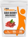 BulkSupplements.com Wolfberry Extract Powder -Goji Berries Supplement, フルーツパウダー - ビーガン&グルテンフリー, 1g / サービング, 100g (3.5 oz) (パック 1)