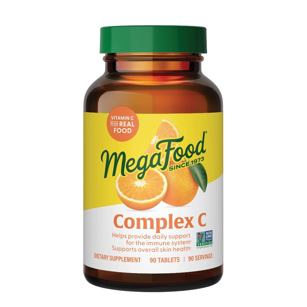 MegaFoodコンプレックスC - ビタミンC 250mgとビーガン免疫サポートサプリメント、オレンジ、クランベリー&ブラウンライス、グルテンフリー、コーシャ - 90錠、90サービングを含む本物のフードで作られた