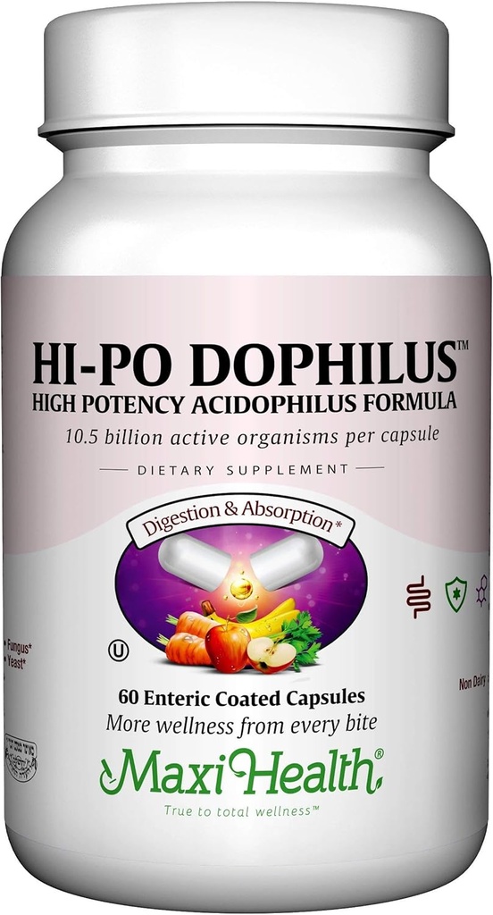 Maxiの健康HI-PO Dophilus - 高効力のAcdophilus Probiotics - 60カプセル - Kosher