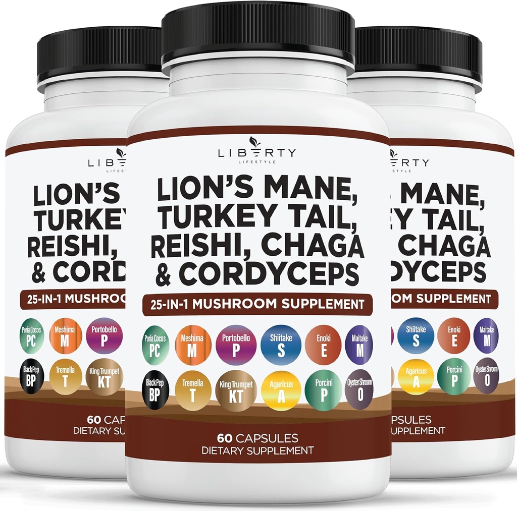 ライオンズ マネ キノコ サプリメント と トルコ テール Reishi Cordyceps chaga と マシュマロ ルート - 3-パック