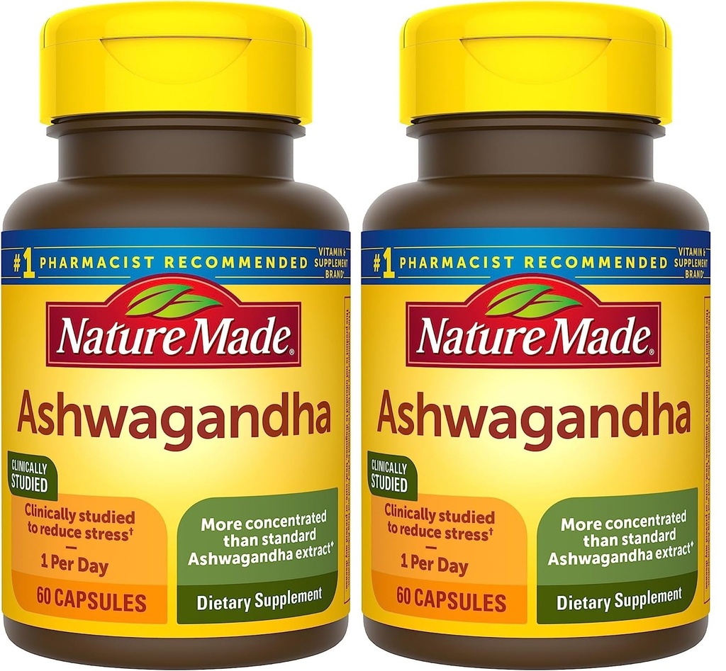 自然は圧力サポート、60のカプセル、60日の供給のためのAshwagandhaのカプセル125mgを(2のパック)作りました