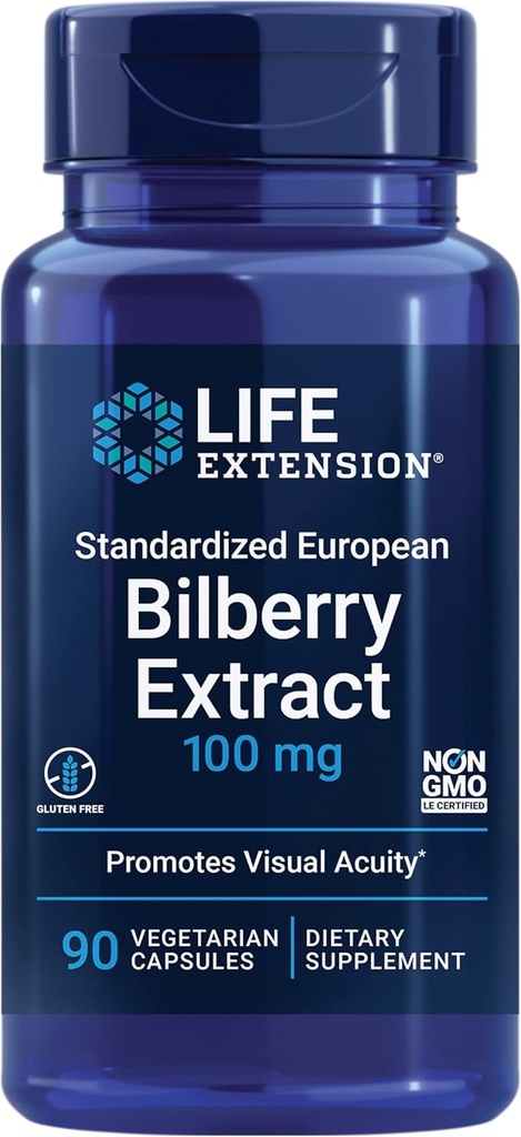 ライフエクステンション標準化ヨーロッパBilberryエキス、100mg、MirtoSelect®ワクチン接種、目の健康、循環、潤滑、グルテンフリー、非GMO、ベジタリアン、90カプセル