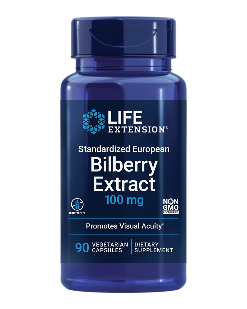 ライフエクステンション標準化ヨーロッパBilberryエキス、100mg、MirtoSelect®ワクチン接種、目の健康、循環、潤滑、グルテンフリー、非GMO、ベジタリアン、90カプセル