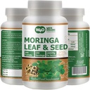 Moringa Oleifera 葉と種子粉末 (80:20) 比率 300 ピル(Tablets), 150 サービング, 1000 mg. Uncoated Malunggay ハーブサプリメント, 化学コーティングなし, グリーンスーパーフード. 1のパック。