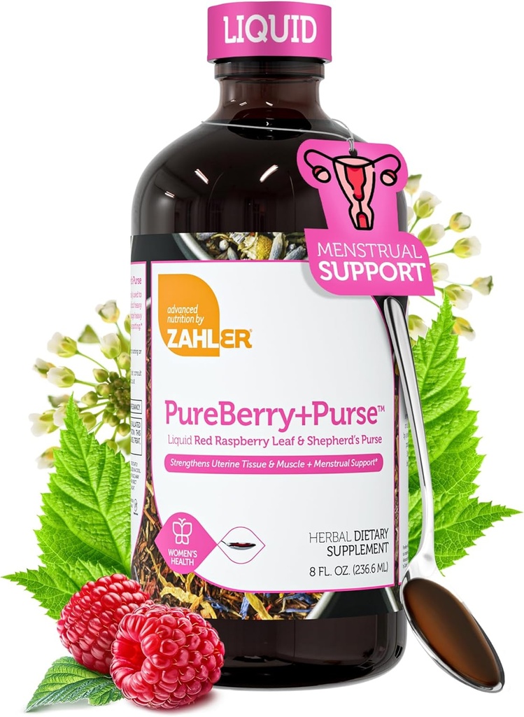 Zahler PureBerry+Purse、Liquid Raspberry Leaf & Sheperd's Purse、Uterine Tissue、認定コーシャ、8OZを強化
