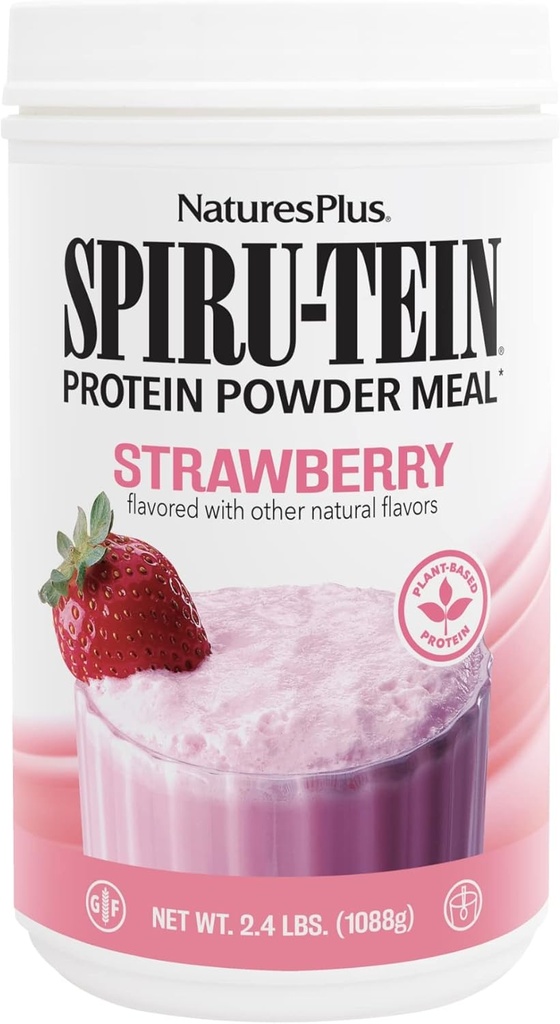 NaturesPlus SPIRU-TEIN、いちご - 2.4 lb - 植物ベースのタンパク質シェイク - Non-GMO、ベジタリアン、グルテンフリー - 32 サービング