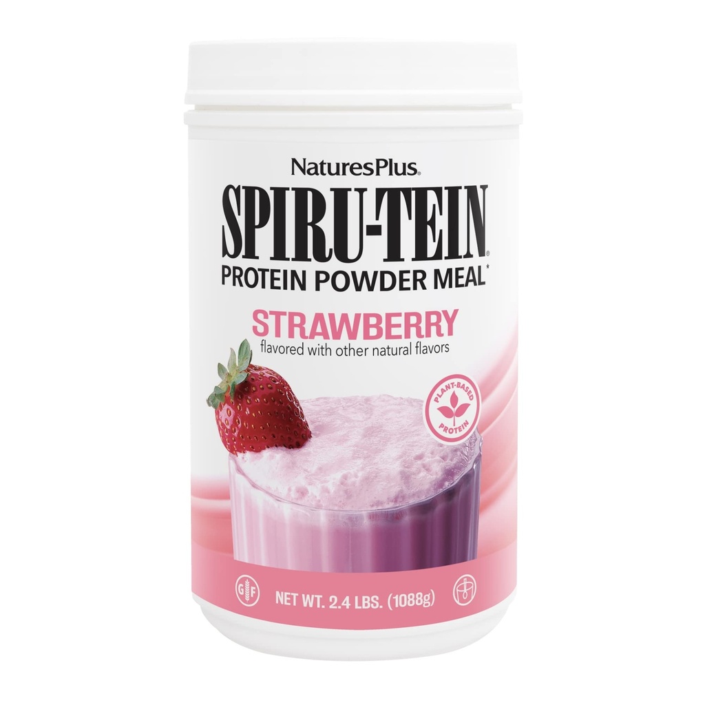 NaturesPlus SPIRU-TEIN、いちご - 2.4 lb - 植物ベースのタンパク質シェイク - Non-GMO、ベジタリアン、グルテンフリー - 32 サービング