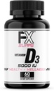 FXSUPPS ビタミンD3 5000 IU (1パック、60 ソフトジェルを飲みやすい) | 男性と女性のための健康とウェルネスの栄養補助食品 | コレステロール、骨、心臓の健康、免疫システム、肺機能に最適