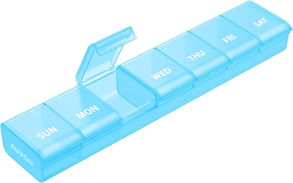 AUVONウィークリーピルオーガナイザー、不快な開口デザイン、関節炎フレンドリーピルボックス、BPAフリーピルオーガナイザー7日、ビタミン、サプリメント、医薬品のためのかわいい&ポータブルピルケース