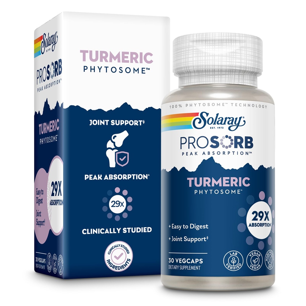 SOLARAY ProSorbのターメリックの補足のPhytosome 500のmg - 共同健康サポートのための29Xの高吸収性のターメリックのクルクミンの補足-対消化のクルクミン、ビーガン、60日の保証、30のサーブ、30のベジキャップ