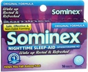 Sominex Nighttime Sleep-Aid with Diphenhydramine HCl 25 mg, オリジナルフォーミュラ, 16錠, (パッケージ 1)