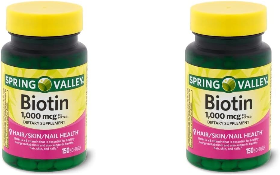 春の健康の春の谷ビオチン1000のMcg 300 (2x150)健康な皮、毛および釘のためのSoftgels +あなたのビタミン ガイドの©