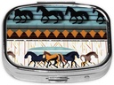 Pill Box, Small Pill Case for Purse & Pocket, Cute Medicine Organizer Travel Pillbox, Portable Pill Container Holder to Hold Vitamins, Medication, Fish Oil and Supplements,Horse Stripes Pattern