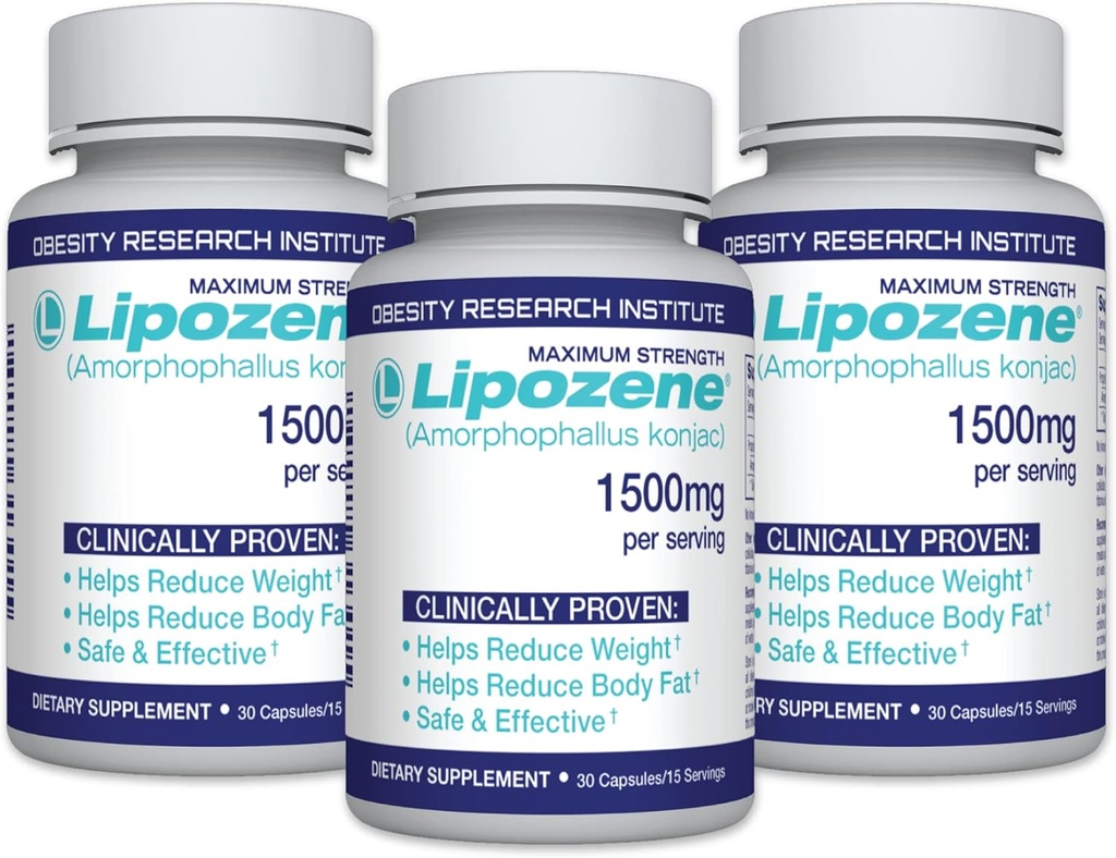 Lipozene の食事療法の丸薬-減量の補足-抑制剤- 合計の 90 のカプセルの 3 つのびん