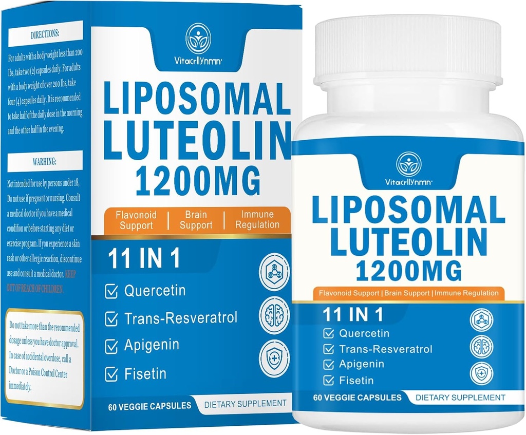 1200MG Liposomal Luteolinの補足-最高の吸収、頭脳60のカプセルのための酸化防止ブースト