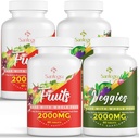 2000 MG フルーツと野菜のサプリメント, 自然バランス 35 + フルーツや野菜, 100% 全食品スーパーフード フルーツと野菜のサプリメント, エネルギー バランス, 砂糖なし, ビーガン, 240 錠