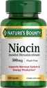 Nature's Bounty Niacin 500mgフラッシュフリー、セルラーエネルギーサポート、神経系の健康、120カプセルをサポート