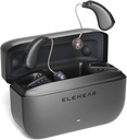 アルファ補聴器、AIノイズキャンセレーションOTC補聴器、シニア&大人、スーパークリアサウンド、長持ちバッテリー作動充電式補聴器、4モード、メタリックダークグレー