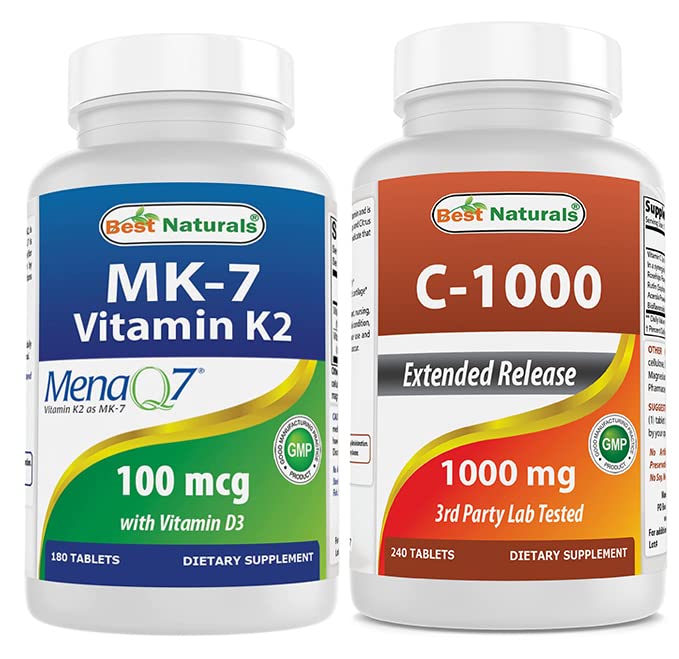 ベストナチュラルビタミンK2(MK7)とD3&ビタミンC 1000mg