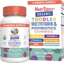 MaryRuth Organic Toddler Multivitamin Gummies + Postbiotics | USDA Organic | 子供のためのビタミン 2 + | 免疫サポート | ビタミンC | ビタミンD3 | ビタミンA | ビタミンA | 亜鉛 | 完全菜食主義者 | ノンGMO | 60 摂食
