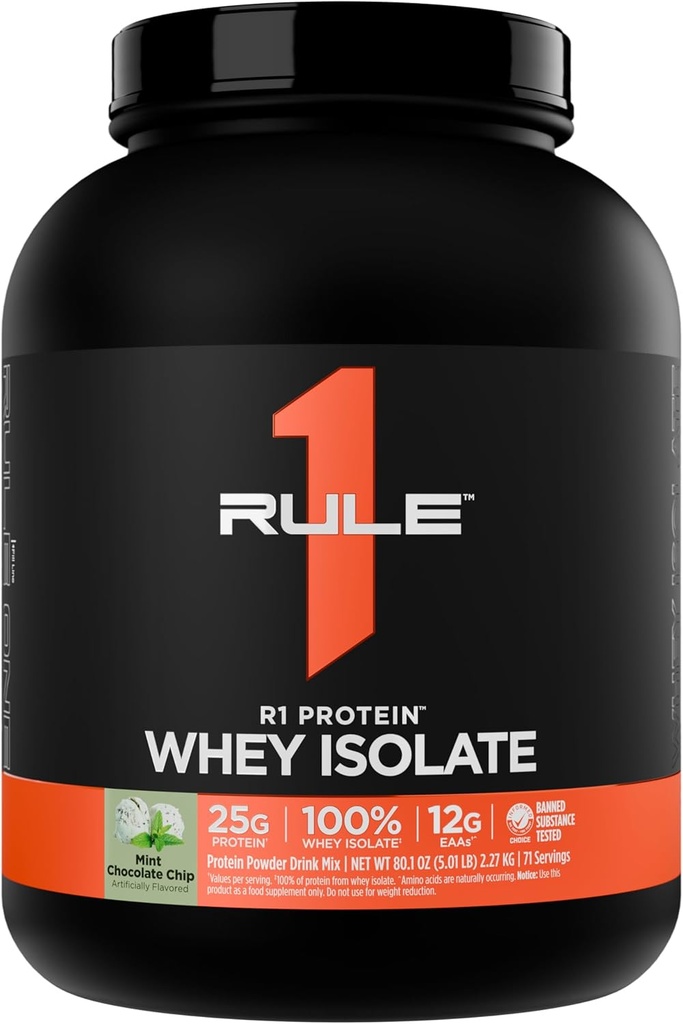 ルール1 R1タンパク質 Whey Isolate - ワークアウトの回復(5ポンド*、ミントチョコレートチップ)のための分離&加水分解ソースから25gタンパク質&6g BCAAと排他的に