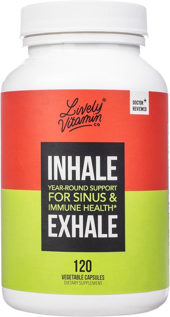 ライブリービタミン株式会社 Inhale Exhale - カルムアレルギー - かゆみのある水目 - アレルギー症状救済 - 鼻の混雑 - 明確な呼吸 - アレルギー反応 - 咳 - くしゃみ - 120カプセル