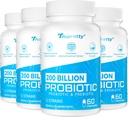 200 Billion Cfus 12 Strains Probiotic, with 3 Organic Prebiotics, Probiotics for Women Men, Daily Supplement for Immune, Gut, Digestive Health, Shelf Stable, Non GMO, 240 Caps (240-Days Supply)