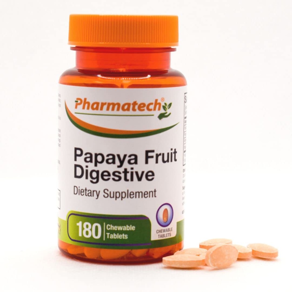 Papayaのフルーツの消化器は、消化器、味の味の味、浮気および便秘のための酵素の補足、ガスの救助、180のChewableタブレットを改良します