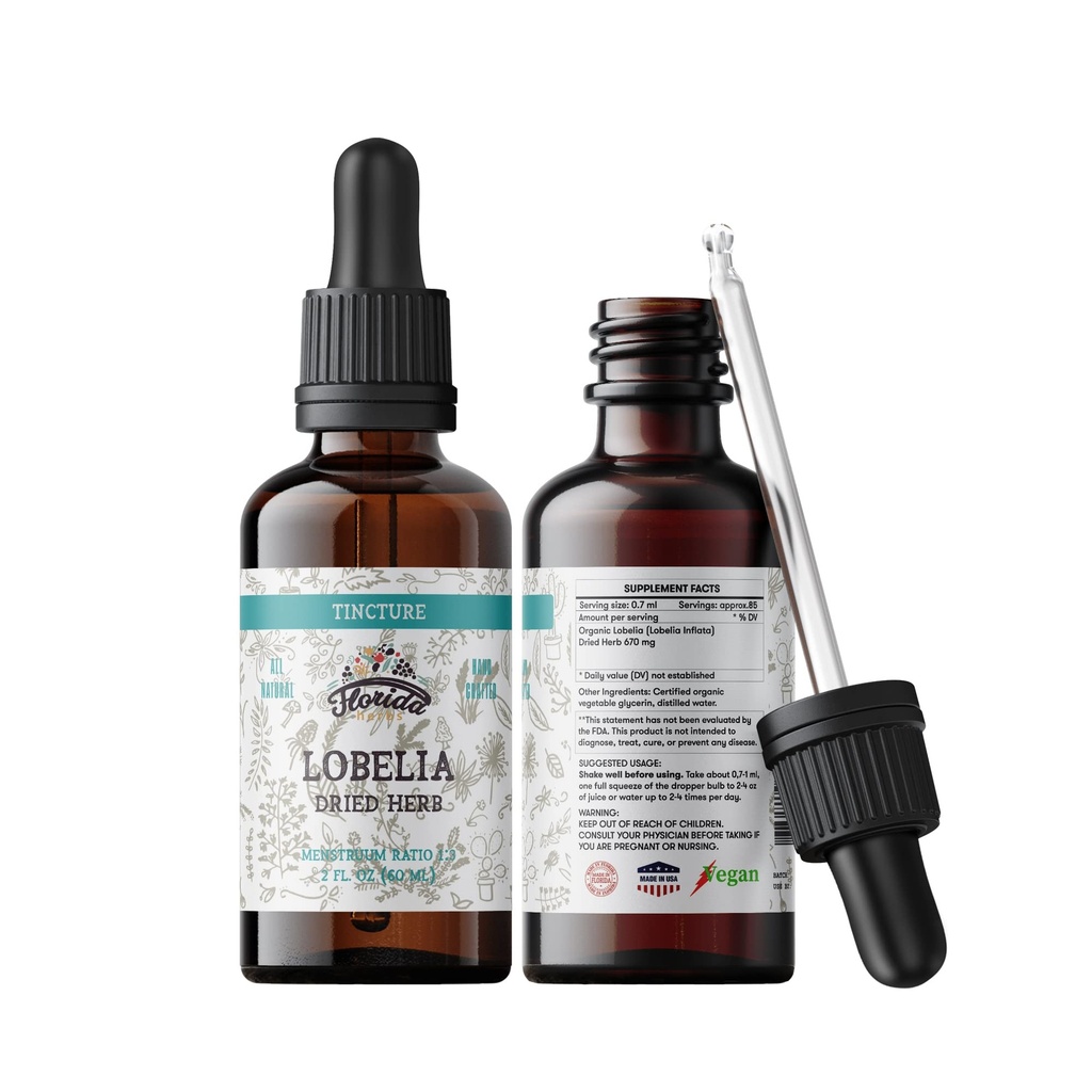 Lobelia Tincture、有機ロベリアエキス、ロベリアドロップ(Lobelia Inflata)乾燥ハーブ