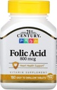 21世紀、葉酸800mcg 180のタブレット