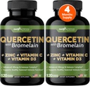 ビタミンCと亜鉛でGade Nutrition Quercetin - Quercetin 500mg - Bromelain - 亜鉛ケルセチン - ケルセチンサプリメント+ビタミンD3(非GMO、グルテンフリー、ビーガン) - 4ヶ月の供給