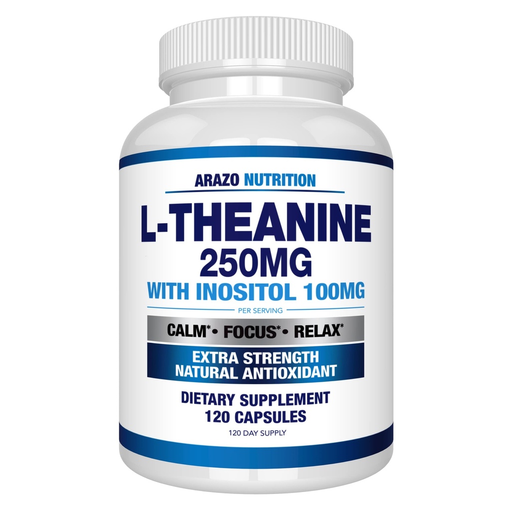 アラゾー栄養L-テアニン250mg(エクストラ強度)、イノシトール100mg、120カプセルベジタリアン