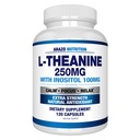 アラゾー栄養L-テアニン250mg(エクストラ強度)、イノシトール100mg、120カプセルベジタリアン