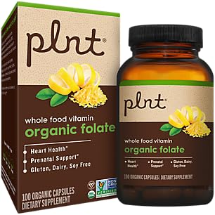 Organic Folate - Whole Food Prenatal Support - 800mcg Folic Acid (100 Capsules)