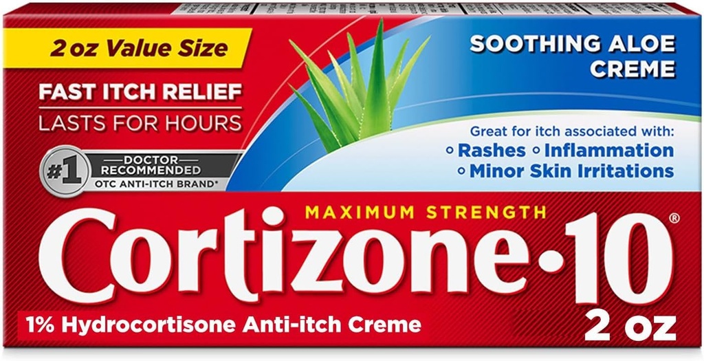 Cortizone 10 ソーシングアロエ、1% ハイドロコーチゾン クリーム、2 oz の最高の強さの反イッチ クリーム。 (旧包装)