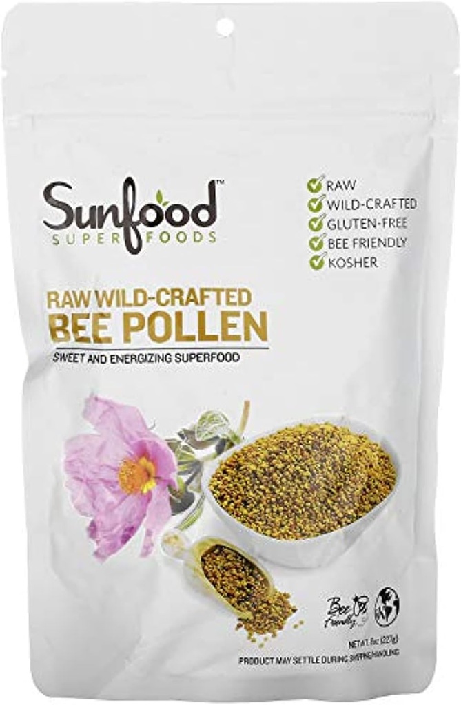 Sunfood Superfoods 生 ワイルド クローブ 蜂 ポーレン - Bee Pollen 顆粒、100% 生 蜂 ポーレン サプリメント、Beekepers、男性と女性のための自然スーパーフード - 8 Oz バッグ
