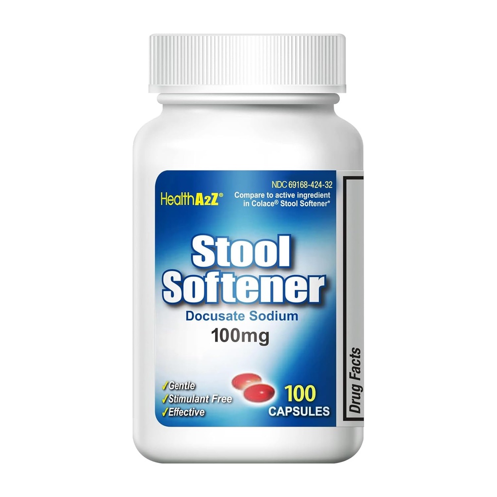 HealthA2Z® スツール 軟化剤 | ドキュステア ナトリウム 100mg | レッドカプセル | カスタマイズ | ゲノム便秘救済 (100 カウント)