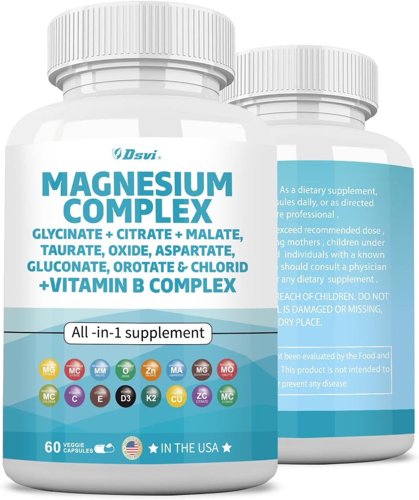 60の計算のマグネシウムのGlycinateのクエン酸塩のOxide Taurateが付いているマグネシウムのコンプレックス2285mgはGluconateのOrotate及びMagの塩化物、亜鉛銅のマンガン及びビタミンC B1 B6 B12の複雑な米国を分けます