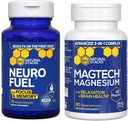 ナチュラルタックマグテックマグネシウム+NeuroFuel Nootropic Bundle - リラックス、フォーカス、脳の健康をサポート* - 165トータルカプセル
