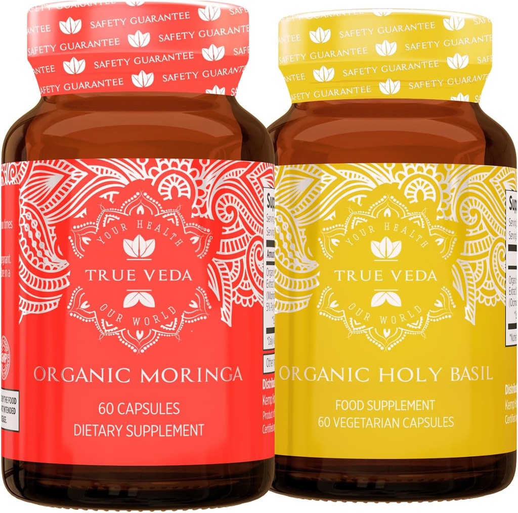 真のVeda Energize Bundle USDA Organic | Multi-Award-Winning | Organic Moringa | Organic Holy Basil Capsule オーガニックカプセル