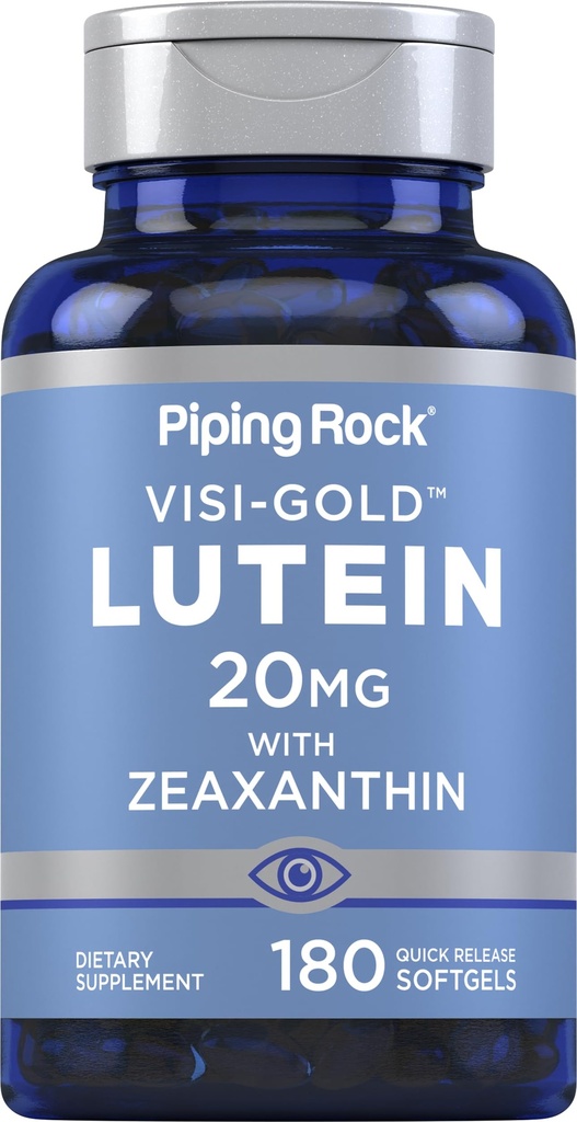 パイピングロック ルテインとゼアキサンチンサプリメント | 20mg | 180 Softgels | マリーゴールドエキスから | 非GMO、グルテンフリー